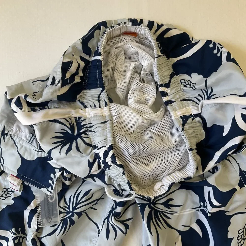 Sideout Men Swimwear M Navy Swim Trunks Floral Board Shorts Button Grommet 9.5”